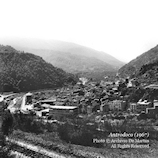 The town of Antrodoco as it could be seen in 1967 from the road leading up to the Sella di Corno. In the foreground, the railroad track leading up to Rocca di Fondi and then to L'Aquila.